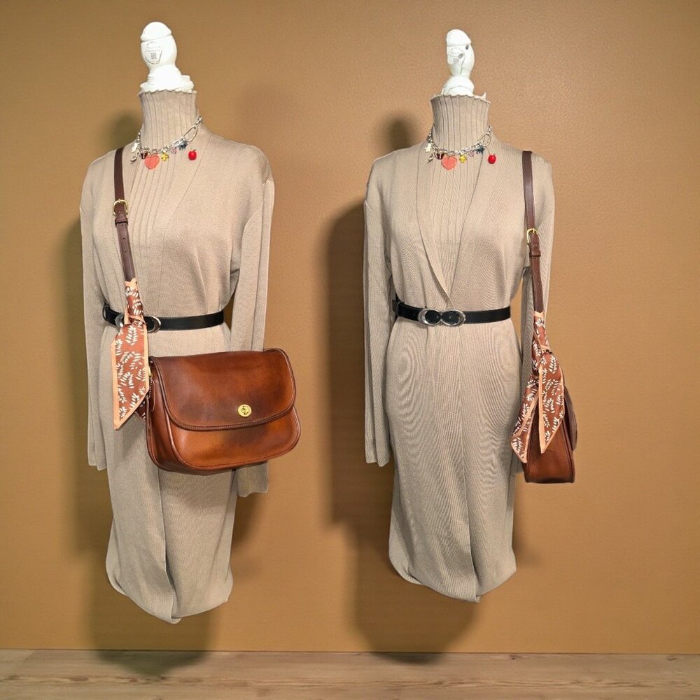 VTG Coach City Bag 9790 British Tan Leather Brass Turn Lock Handbag 90s USA +Tag - Picture 2 of 10